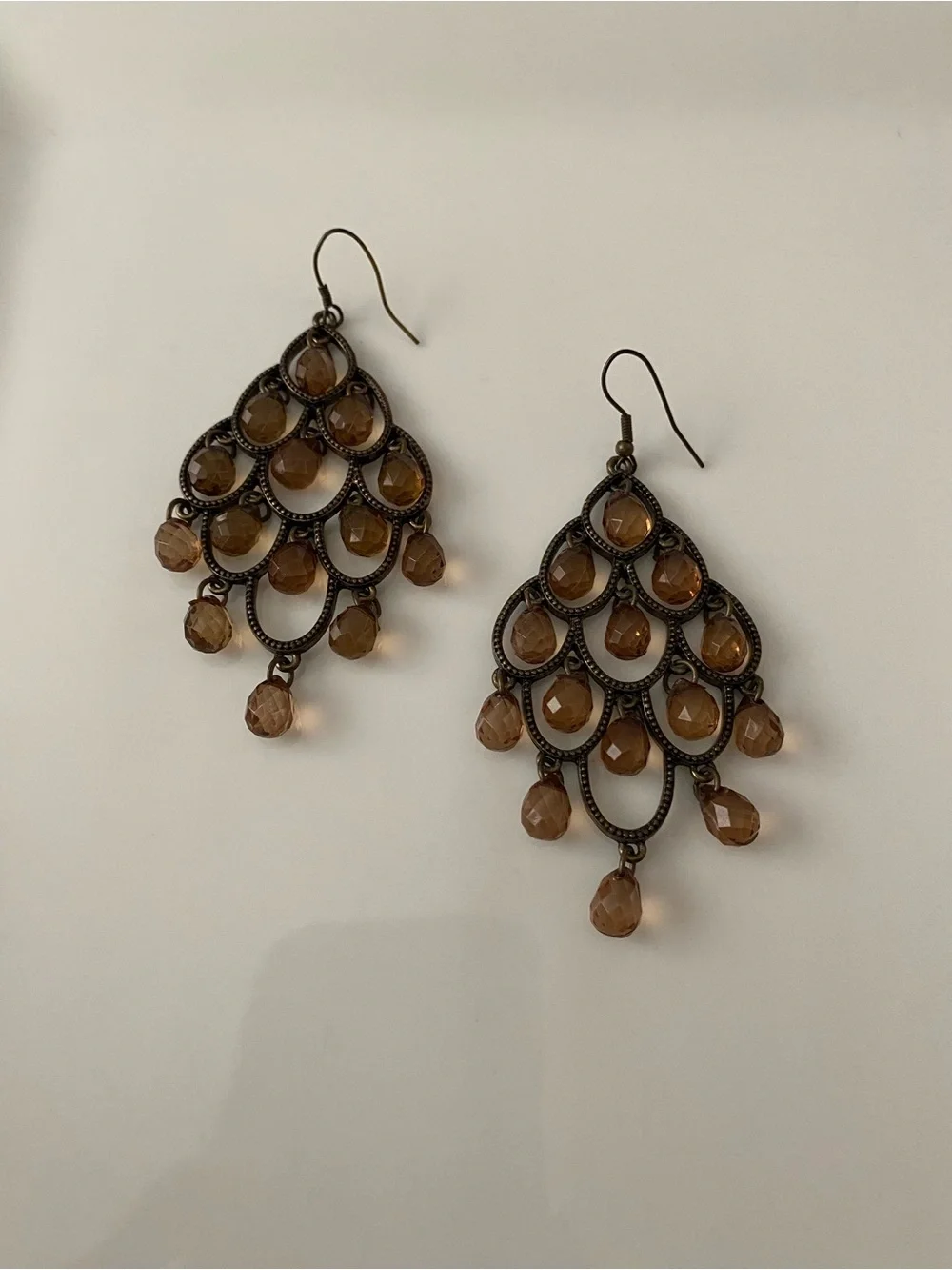 Brown Faceted Bead Chandelier Earrings - Women Jewelry